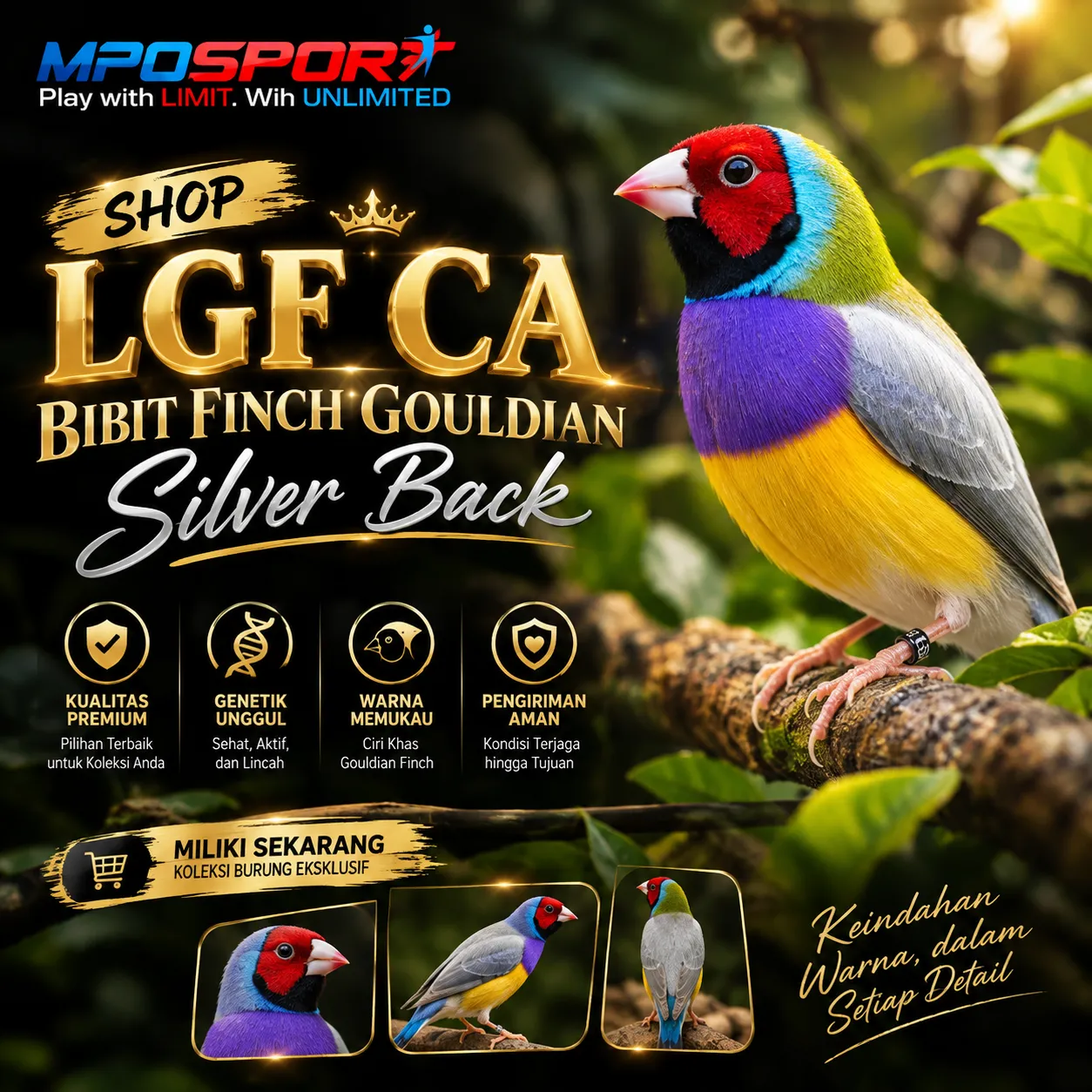 Galeri foto MPOSPORT Akses: Shop LGF CA Bibit Finch Gouldian Silver Back di Jakarta